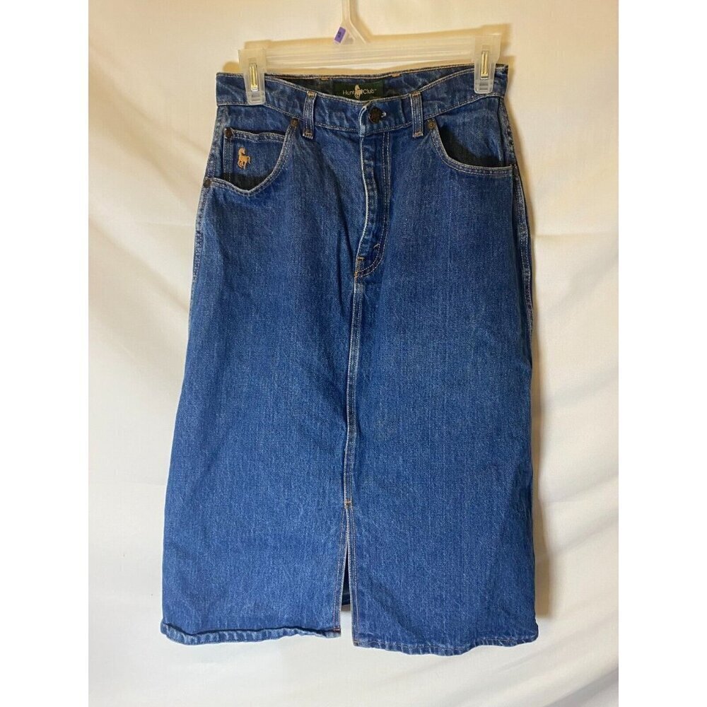 Hunt Club Vintage Straight Denim Jean Skirt‎ Women’s 11 Medium Modest M Slit